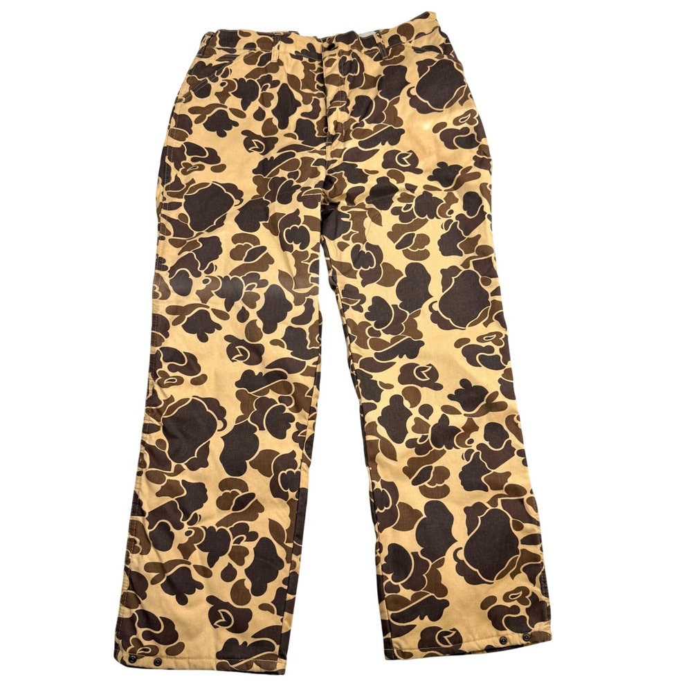 Vintage Thinsulate Duck Camo Hunting Pants Made in USA Brown Tan 38 Regular 1075